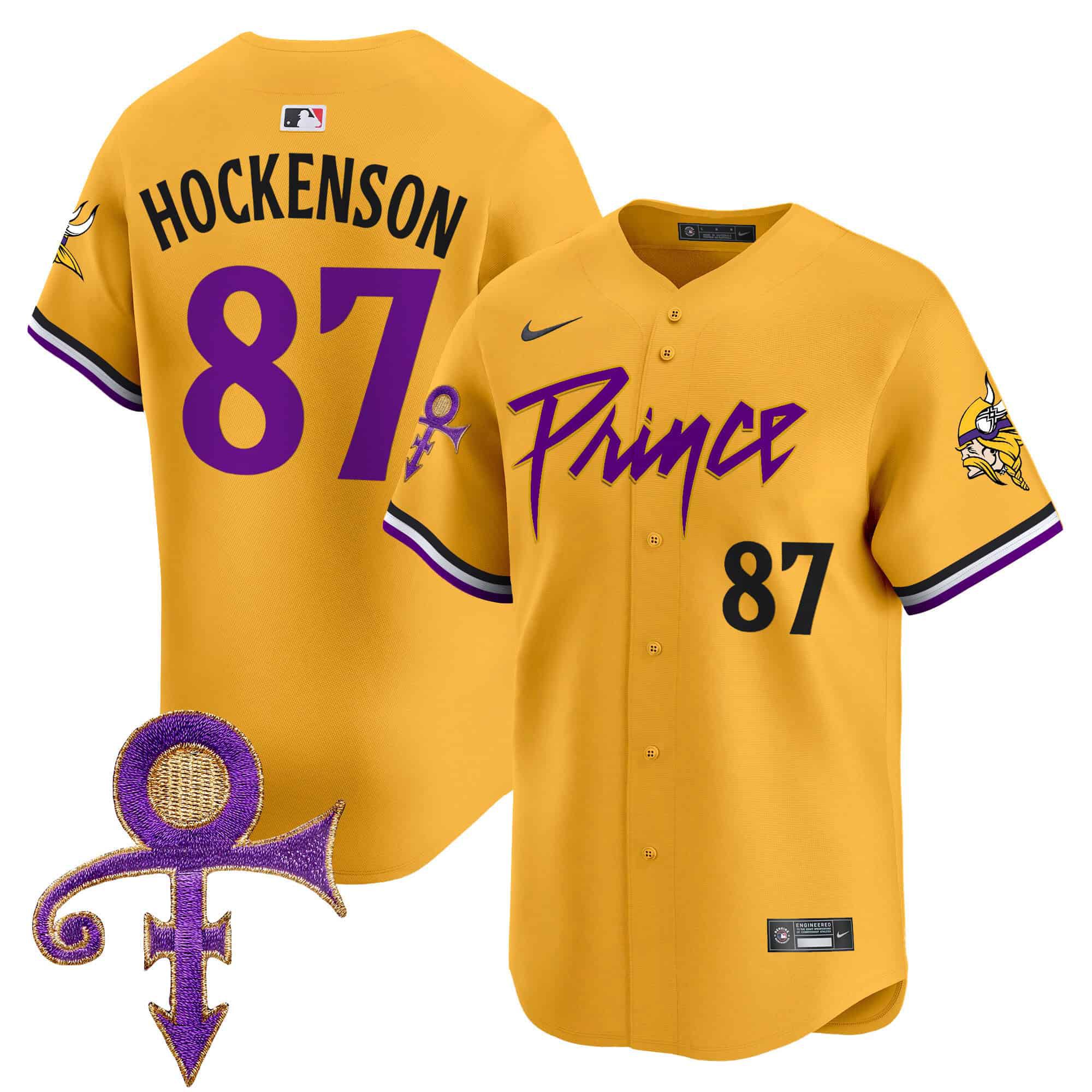 Men Minnesota Vikings #87 Hockenson Yellow 2024 Nike Prince Patch Vapor Premier Limited NFL Jersey